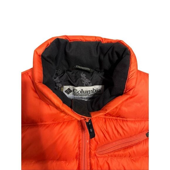 Columbia Titanium Tech Down & Feather Puffer Full Zip Orange Vest Medium - Picture 13 of 14